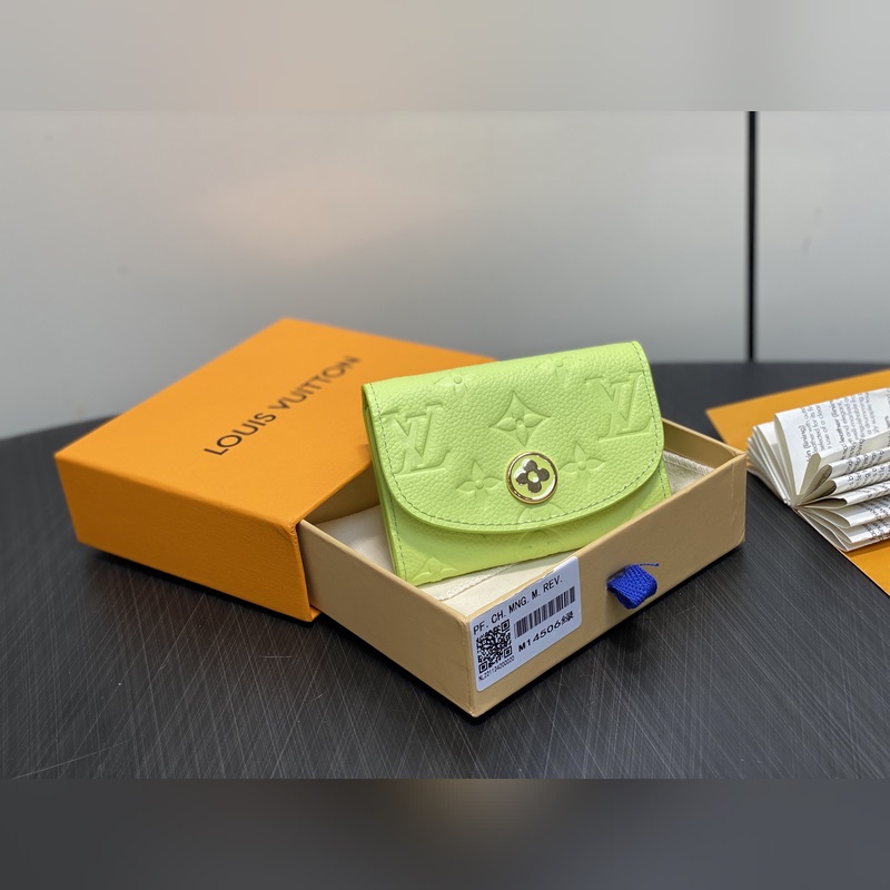 M14550  6綠色 全皮壓花卡包錢(qián)包 Rosalie 零錢(qián)包 這款Rosa