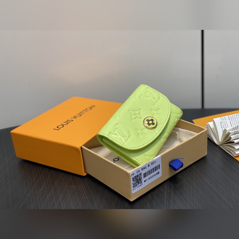 M14550  6綠色 全皮壓花卡包錢(qián)包 Rosalie 零錢(qián)包 這款Rosa