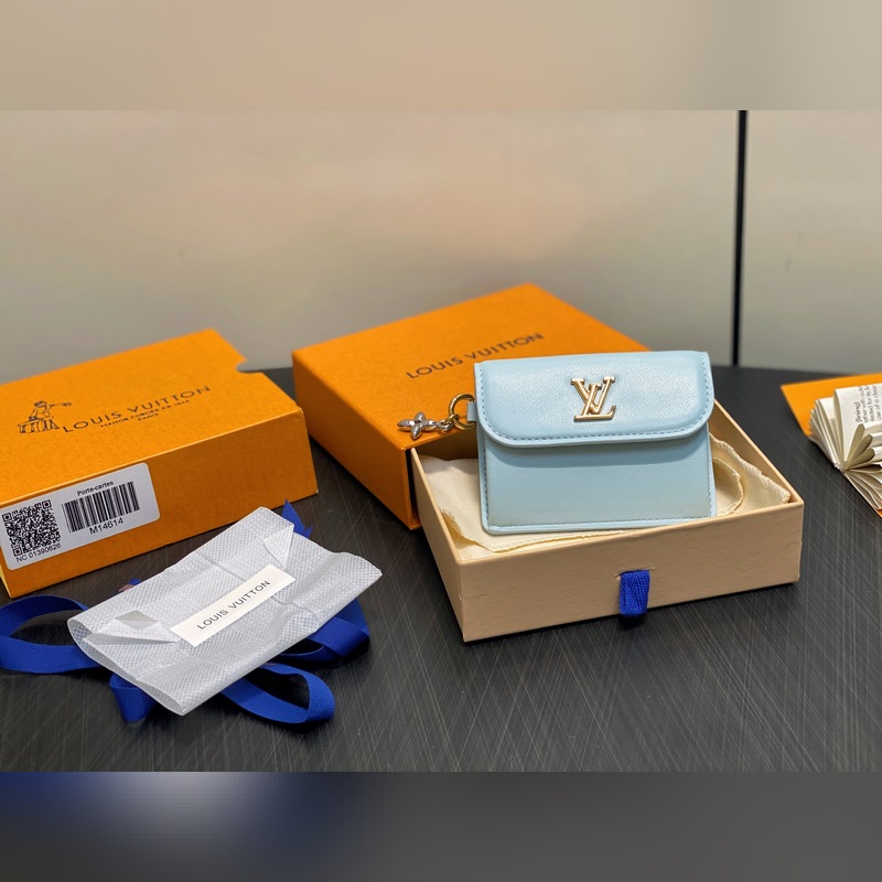 M14614淺藍色 特級升級版 全皮卡包錢包 TINY RECTO VERSO