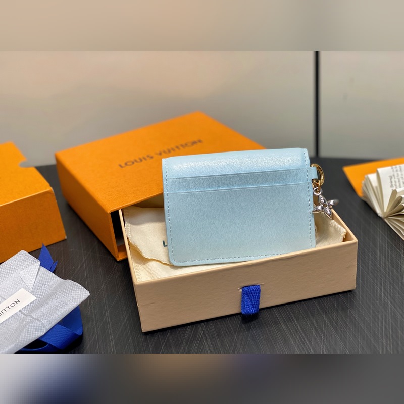 M14614淺藍色 特級升級版 全皮卡包錢包 TINY RECTO VERSO