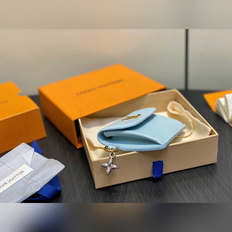 M14614淺藍色 特級升級版 全皮卡包錢包 TINY RECTO VERSO