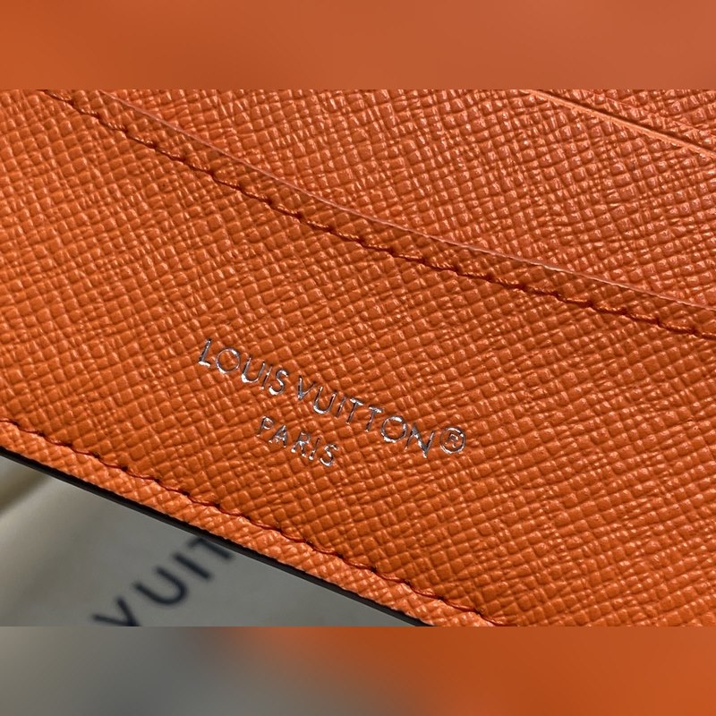 M25849黑花/橙色 短款西裝夾錢包 MULTIPLE 錢夾 新款男士短夾 本