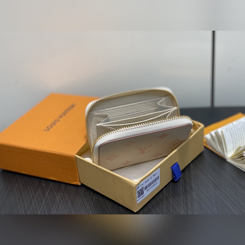 M14563奶油色 絲印全皮單拉鍊零錢包 Zippy 拉鍊零錢 此款 Zippy