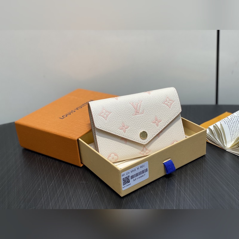 M14967奶油色 絲印全皮三折錢包 Victorine 錢夾 本款 Victo