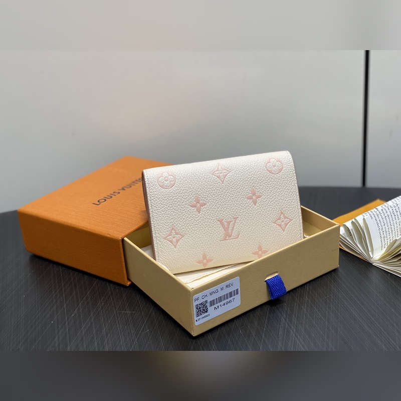 M14967奶油色 絲印全皮三折錢包 Victorine 錢夾 本款 Victo