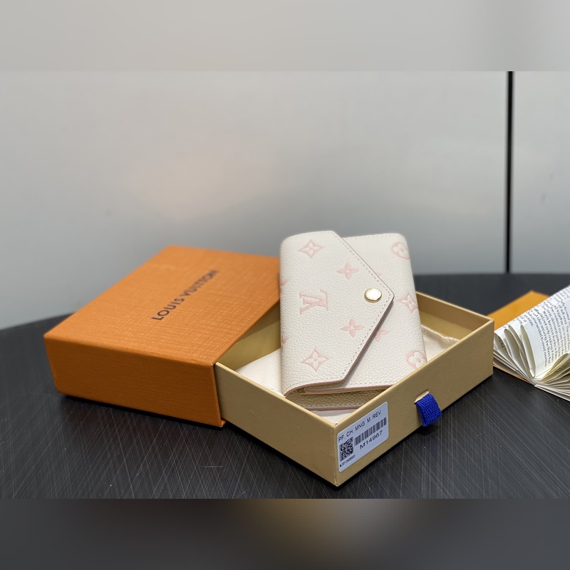 M14967奶油色 絲印全皮三折錢包 Victorine 錢夾 本款 Victo