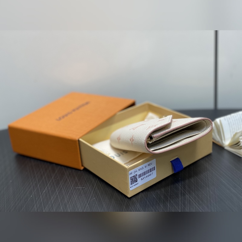 M14967奶油色 絲印全皮三折錢包 Victorine 錢夾 本款 Victo