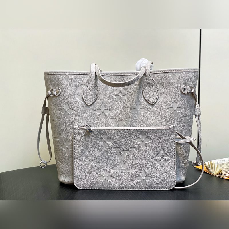 M45685 M13758香芋紫 全皮壓花購物袋系列 Neverfull 中號手