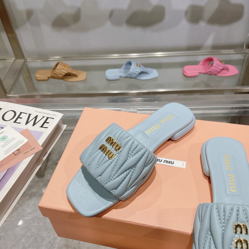 miumiu2026ss春夏新款平底小羊皮涼鞋拖鞋 頂級版本 ---------