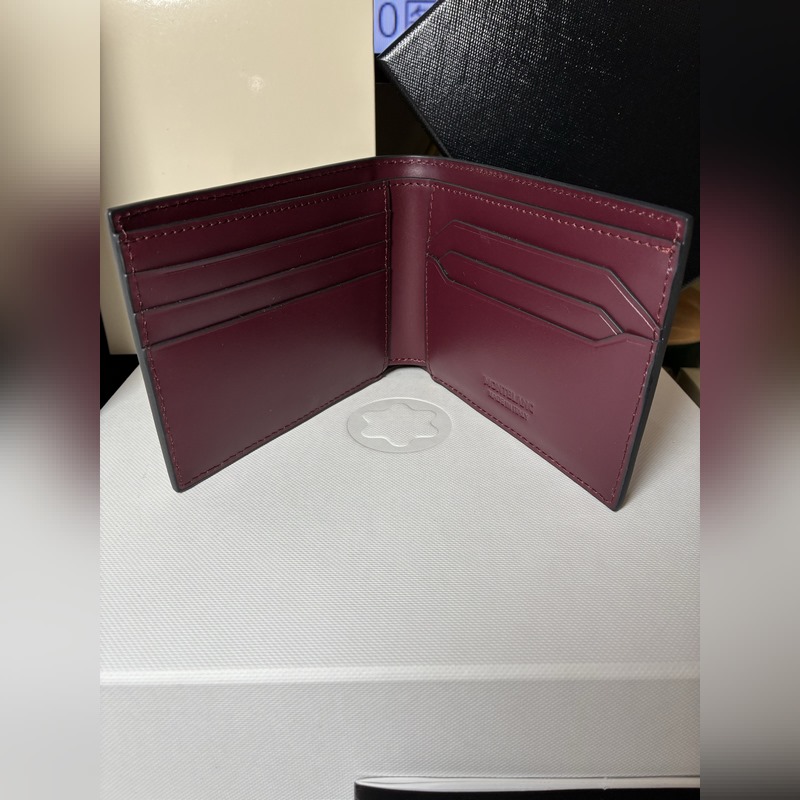 MONTBLANC全新萬寶龍風尚3.0系列6卡位雙色錢夾(經典黑配波爾多紅) 型