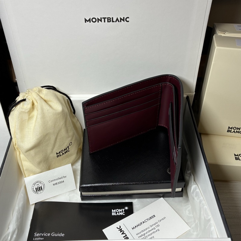 MONTBLANC全新萬寶龍風尚3.0系列6卡位雙色錢夾(經典黑配波爾多紅) 型