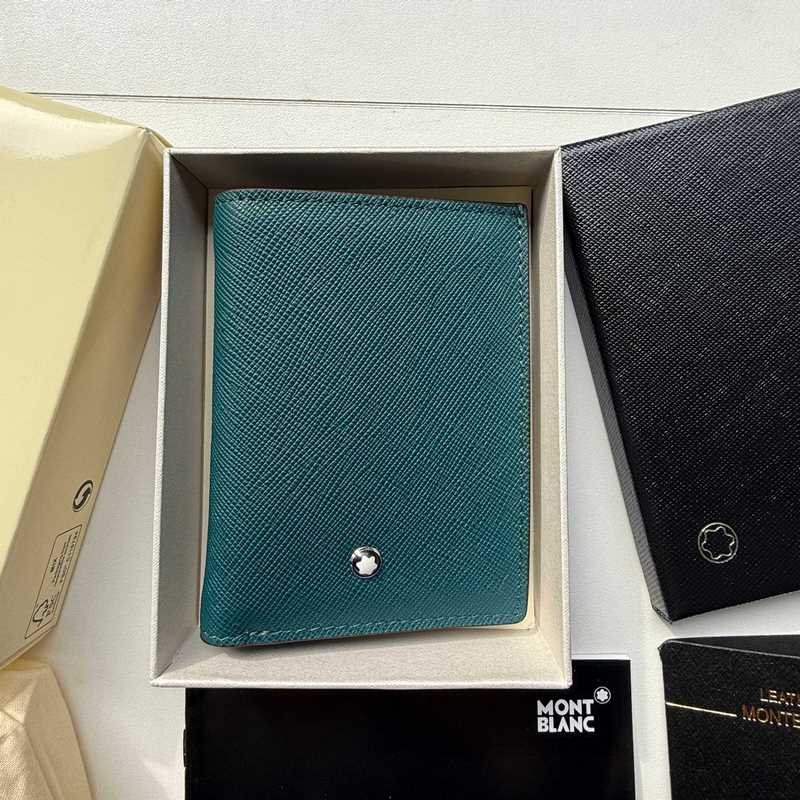 630 MONTBLANC萬寶龍專櫃同步匠心系列 5卡位小錢夾 地中海藍 型號：