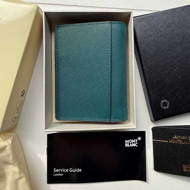 630 MONTBLANC萬寶龍專櫃同步匠心系列 5卡位小錢夾 地中海藍 型號：