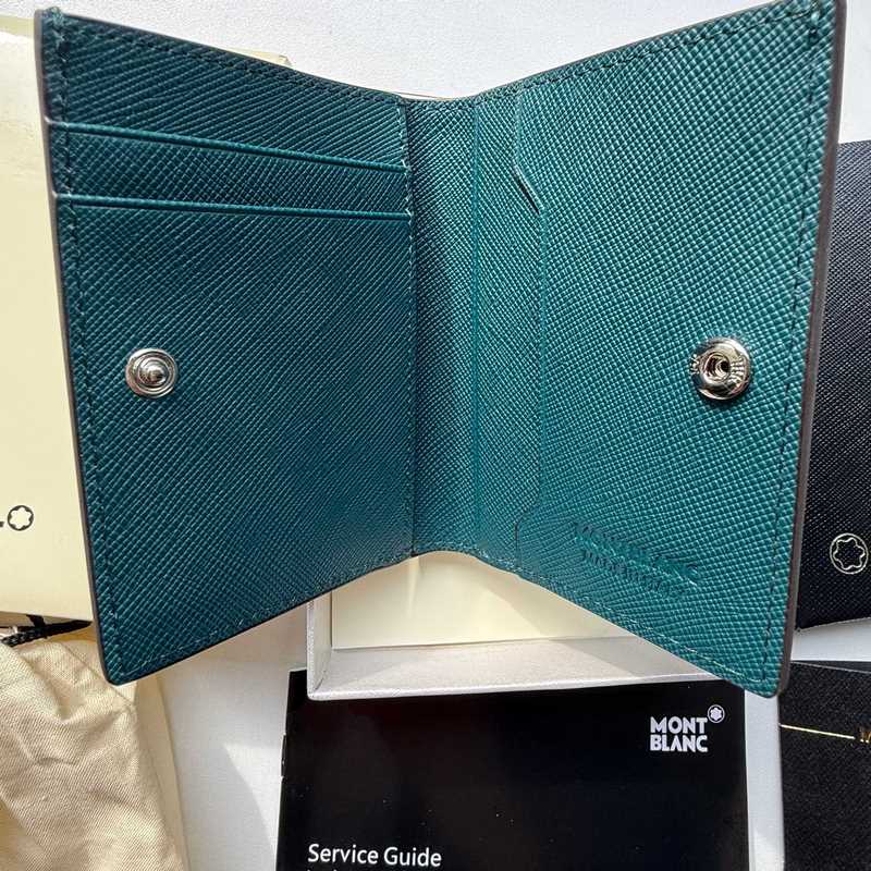 630 MONTBLANC萬寶龍專櫃同步匠心系列 5卡位小錢夾 地中海藍 型號：