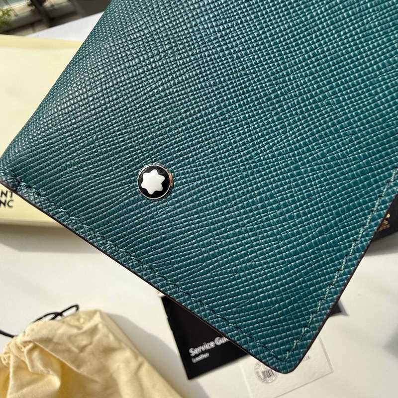 630 MONTBLANC萬寶龍專櫃同步匠心系列 5卡位小錢夾 地中海藍 型號：