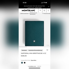 630 MONTBLANC萬寶龍專櫃同步匠心系列 5卡位小錢夾 地中海藍 型號：