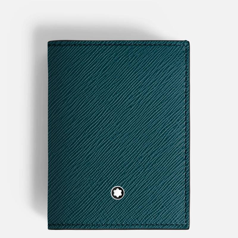 630 MONTBLANC萬寶龍專櫃同步匠心系列 5卡位小錢夾 地中海藍 型號：