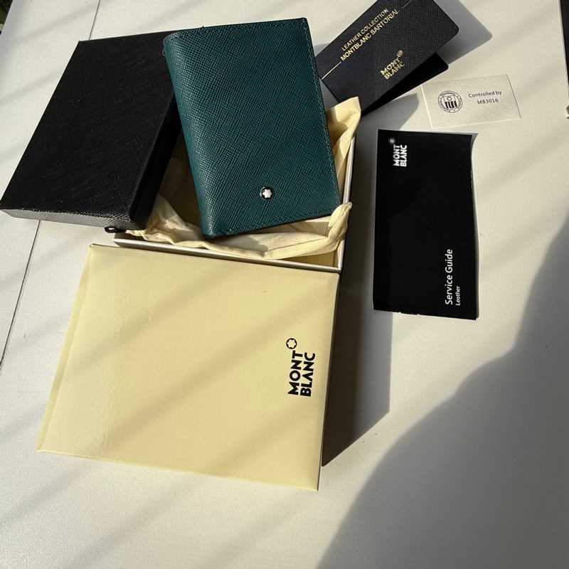 630 MONTBLANC萬寶龍專櫃同步匠心系列 5卡位小錢夾 地中海藍 型號：