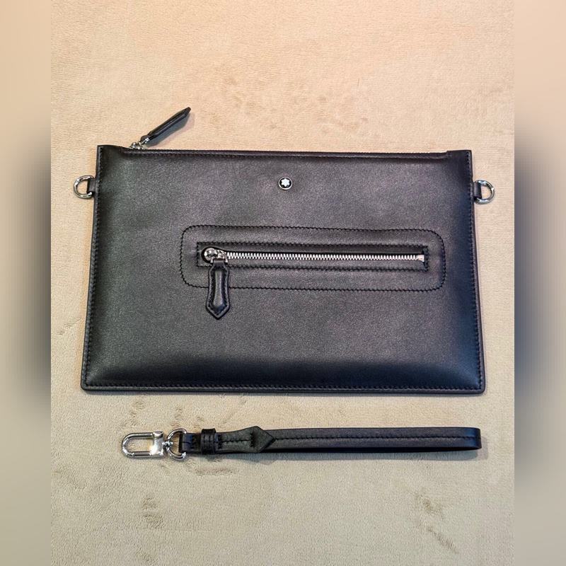 [東莞廠特級]萬寶龍大班軟皮系列牛皮男士超薄版手拿包，經典黑色，這款 軟皮系列手