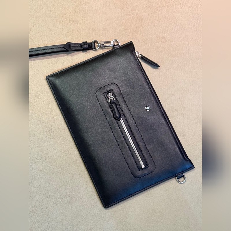 [東莞廠特級]萬寶龍大班軟皮系列牛皮男士超薄版手拿包，經典黑色，這款 軟皮系列手