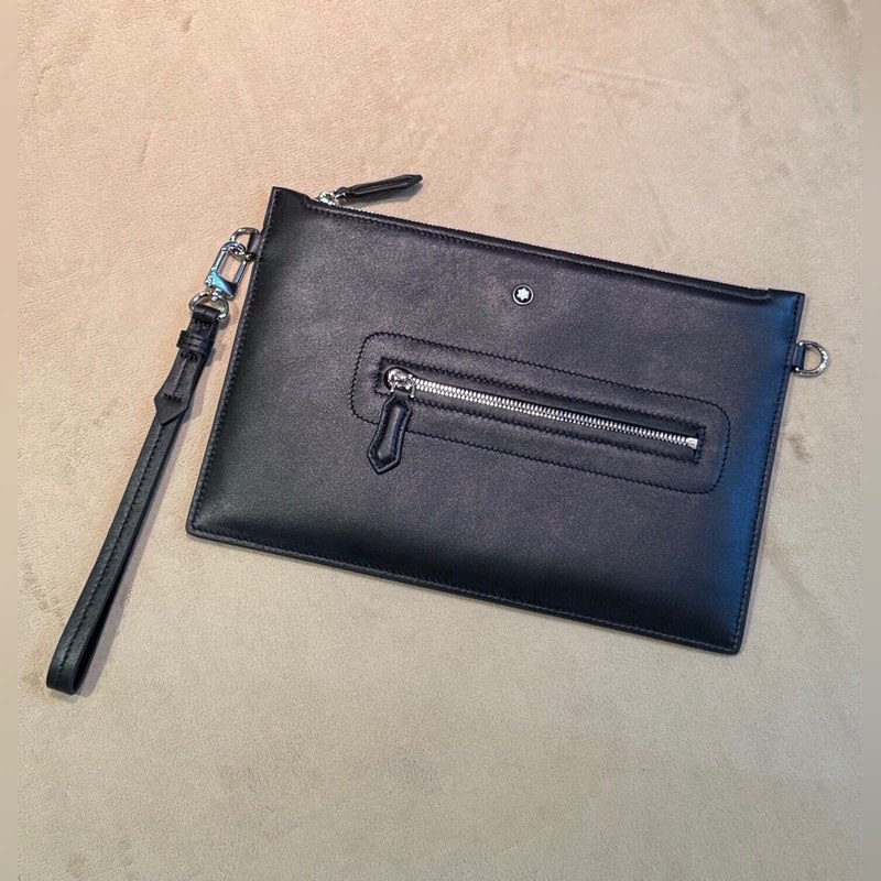 [東莞廠特級]萬寶龍大班軟皮系列牛皮男士超薄版手拿包，經典黑色，這款 軟皮系列手