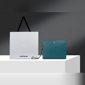 630 MONTBLANC萬寶龍專櫃同步匠心系列手拿包 地中海藍(lán) 型號：1988