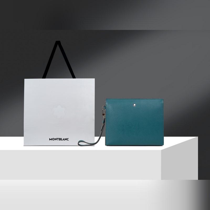 630 MONTBLANC萬寶龍專櫃同步匠心系列手拿包 地中海藍 型號：1988