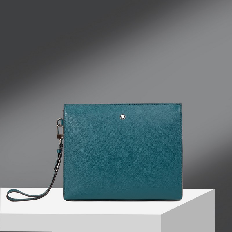 630 MONTBLANC萬寶龍專櫃同步匠心系列手拿包 地中海藍 型號：1988