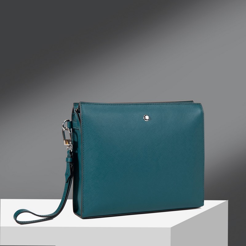 630 MONTBLANC萬寶龍專櫃同步匠心系列手拿包 地中海藍 型號：1988