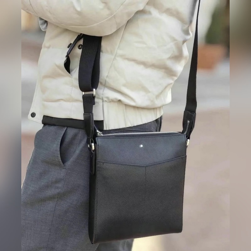 萬寶龍-最新款 男士斜挎手提包 官網(wǎng)同步 原單品質(zhì) 采用大班軟皮粒紋進(jìn)口小牛皮制