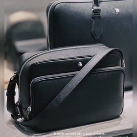 MONTBLANC 全新萬寶龍匠心系列郵差包 經典黑 型號：MB198127 材