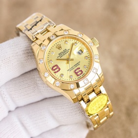 女款_勞力士-34毫米 鑲鑽表盤PEARLMASTER系列 ①：女裝珍珠淑女型采用90