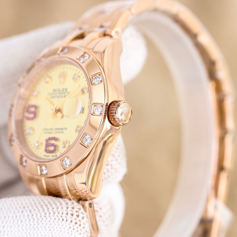 女款_勞力士-34毫米 鑲鑽表盤PEARLMASTER系列 ①：女裝珍珠淑女型采用90