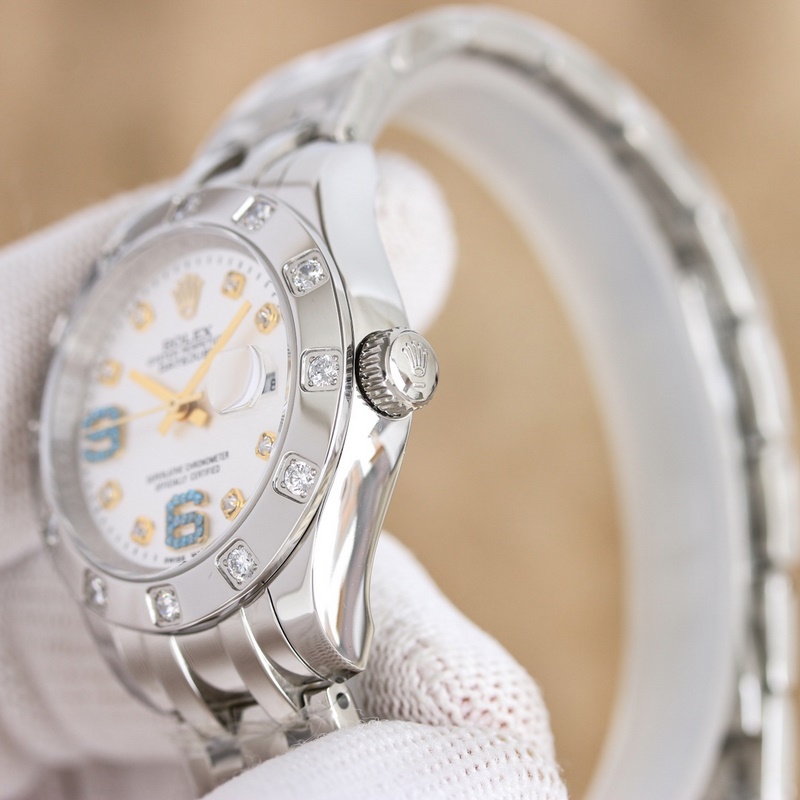 女款_勞力士-34毫米 鑲鑽表盤PEARLMASTER系列 ①：女裝珍珠淑女型采用90