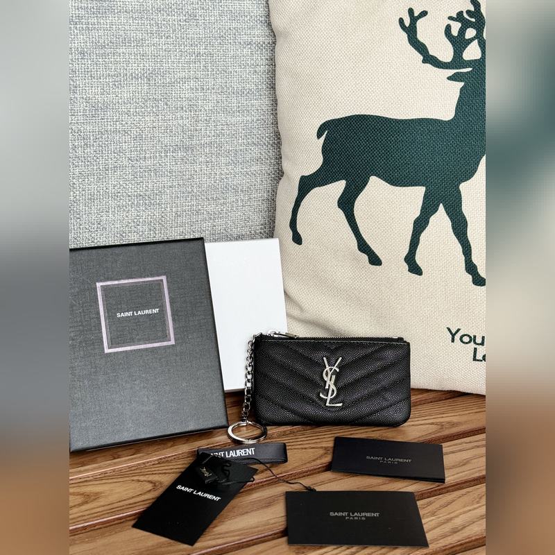 SAINT LAURENT球紋 牛皮mini 零錢包 太美了 超愛 可放包裡 可