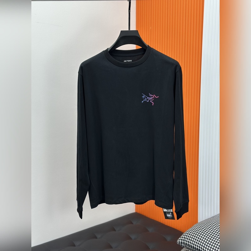 ARCTERYX始祖鳥Kragg系列彩色Logo印花純棉男女長袖T恤打底衫，情侶