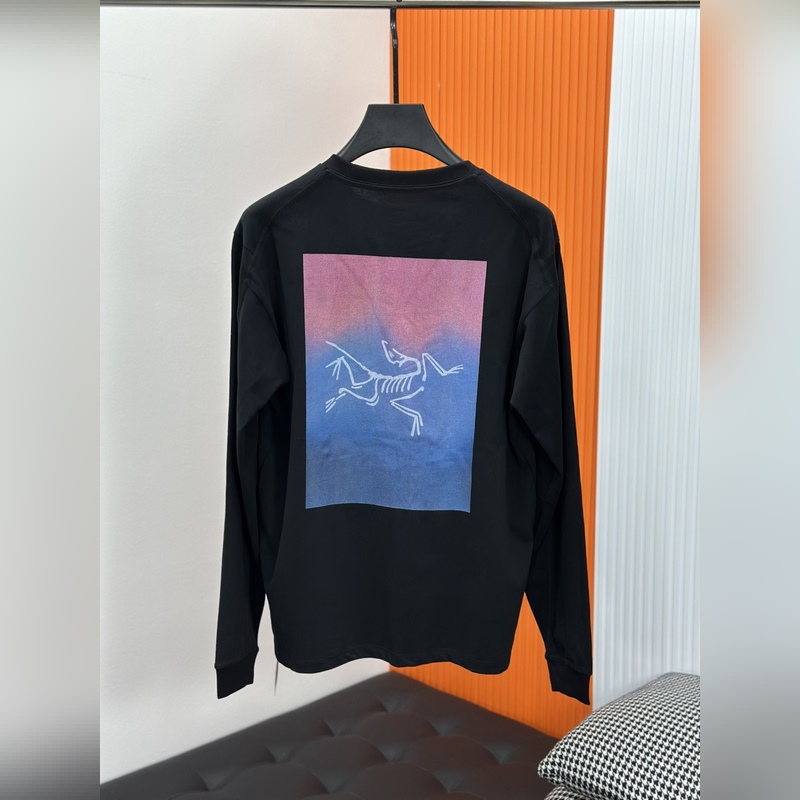 ARCTERYX始祖鳥Kragg系列彩色Logo印花純棉男女長袖T恤打底衫，情侶