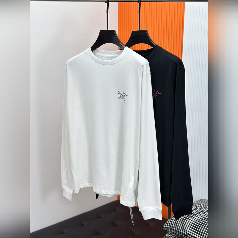 ARCTERYX始祖鳥Kragg系列彩色Logo印花純棉男女長袖T恤打底衫，情侶