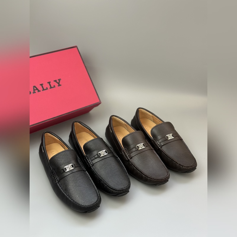 Bally，巴利 新款男士一腳蹬低幫休閑鞋豆豆鞋 采用荔枝紋小牛皮鞋面 皮質手感