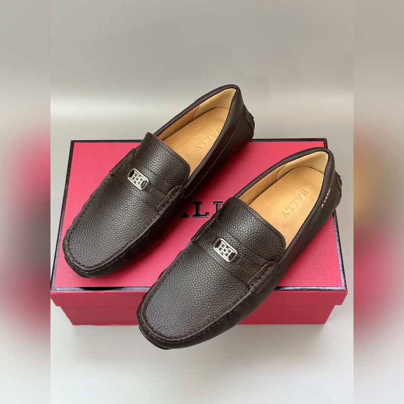 Bally，巴利 新款男士一腳蹬低幫休閑鞋豆豆鞋 采用荔枝紋小牛皮鞋面 皮質手感