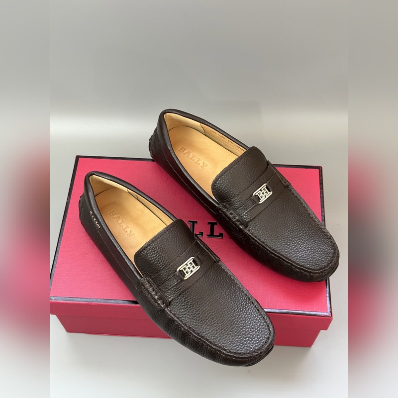 Bally，巴利 新款男士一腳蹬低幫休閑鞋豆豆鞋 采用荔枝紋小牛皮鞋面 皮質手感