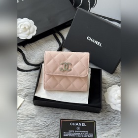 2026秋季 五角星 新品三折錢包 chanel 魚子醬牛皮 制作菱格紋路 原單
