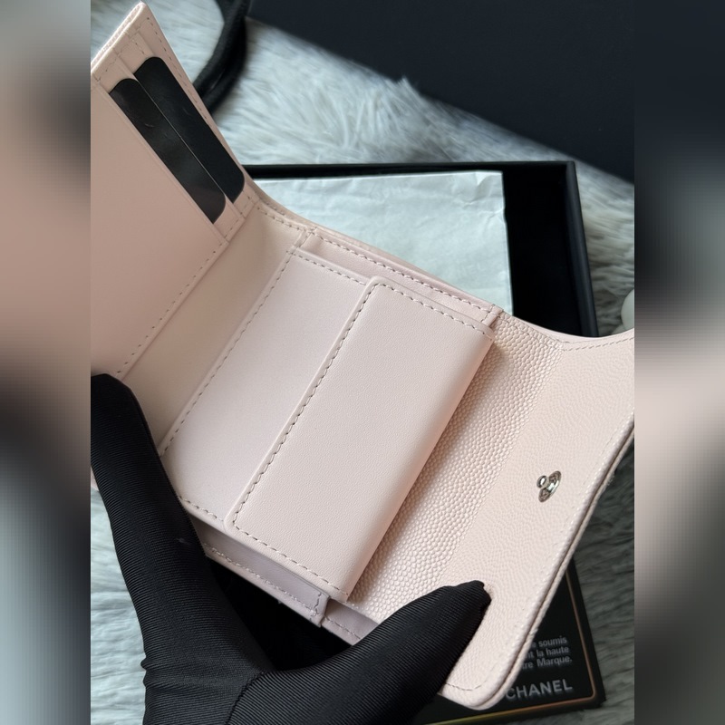 2026秋季 五角星 新品三折錢包 chanel 魚子醬牛皮 制作菱格紋路 原單