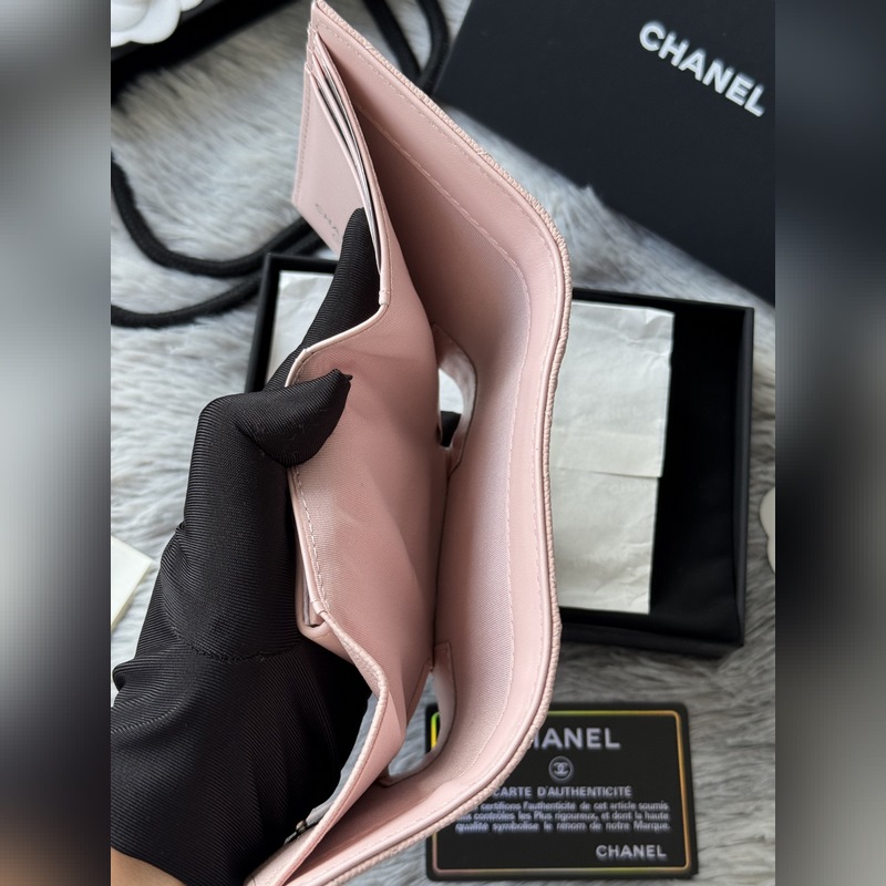 2026秋季 五角星 新品三折錢包 chanel 魚子醬牛皮 制作菱格紋路 原單