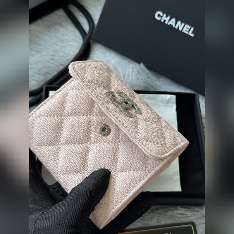 2026秋季 五角星 新品三折錢包 chanel 魚子醬牛皮 制作菱格紋路 原單