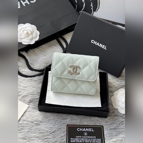 2026秋季 五角星 新品三折錢包 chanel 魚子醬牛皮 制作菱格紋路 原單