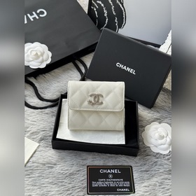 2026秋季 五角星 新品三折錢包 chanel 魚子醬牛皮 制作菱格紋路 原單