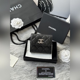 2026秋季 五角星 新品三折錢包 chanel 魚子醬牛皮 制作菱格紋路 原單