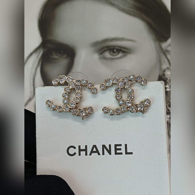 Chanel  新款 香奈兒 星星 愛心 淺金色耳