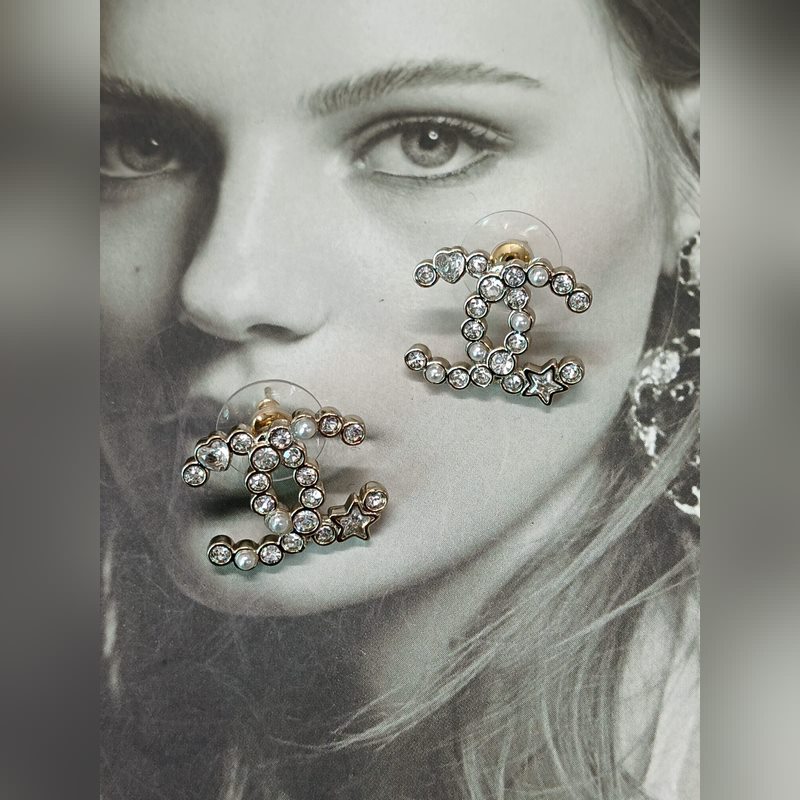 Chanel  新款 香奈兒 星星 愛心 淺金色耳